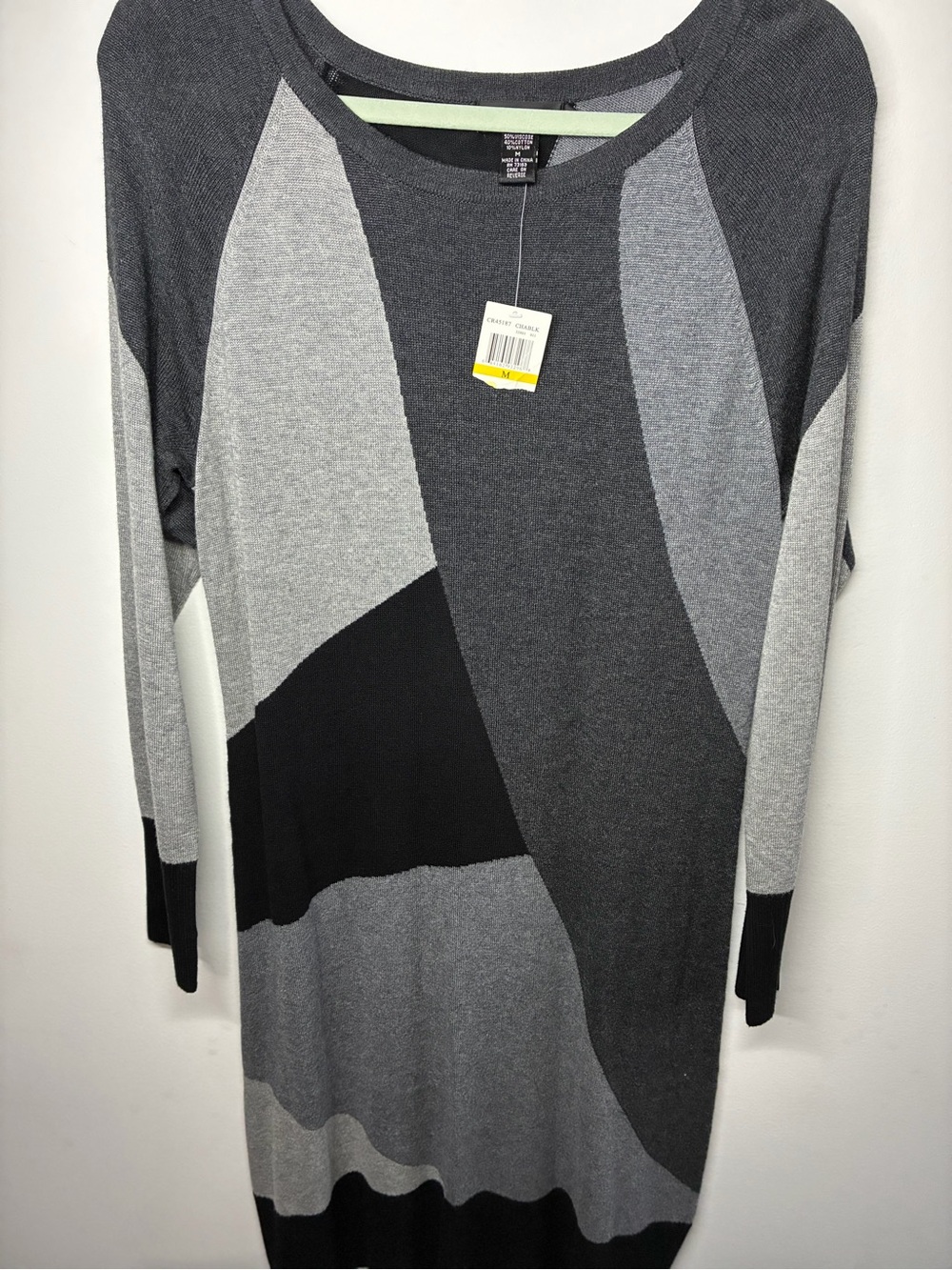 Spense Gray & Black Colorblock Crewneck Sweater Dress